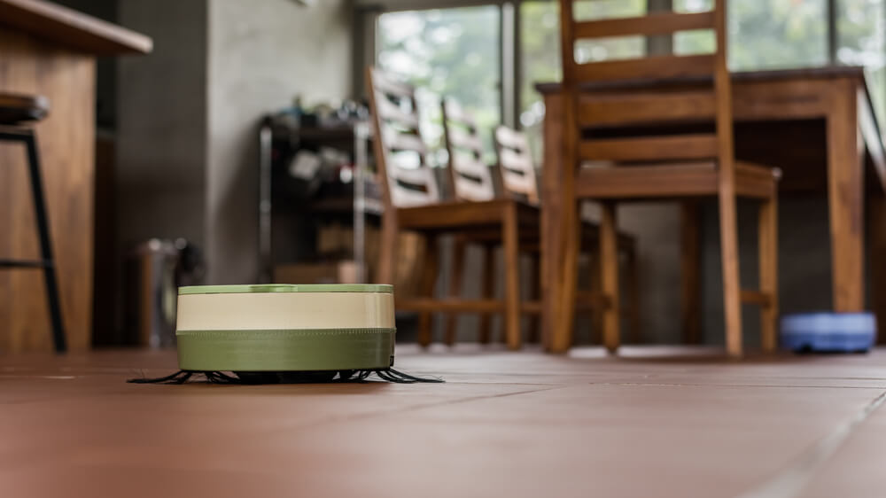 Robotic vacuum cleaner working at home